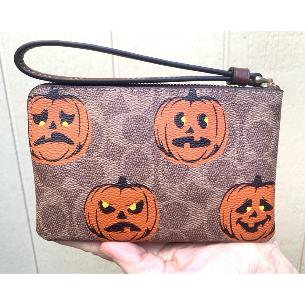 Coach Halloween Corner Zip Wristlet in Signature Canvas - Picture 2 of 11